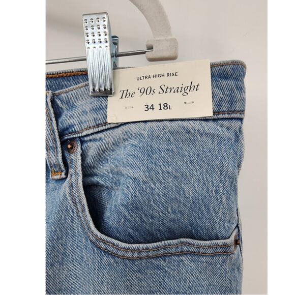 New NWT Abercrombie & Fitch The 90's Straight Ultra High Rise Size 34 18 Long - Picture 8 of 10